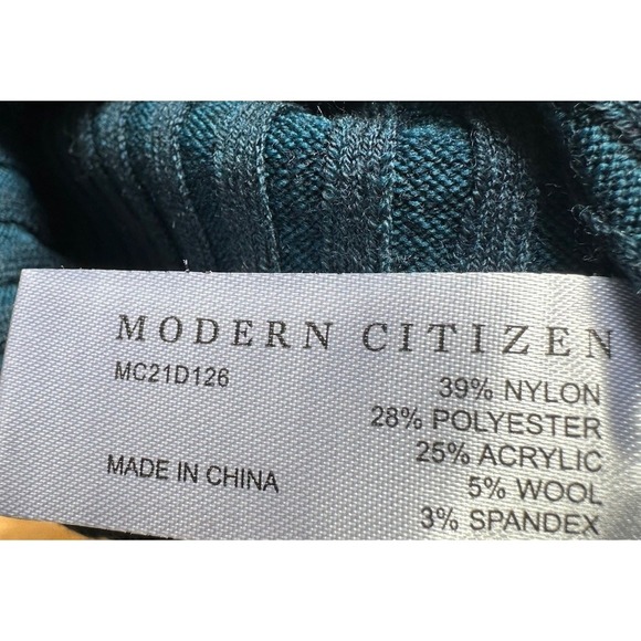Modern Citizen Yuna V-Neck Ribbed Knit Midi Dress Teal Green Size M NWT - Picture 7 of 8